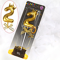 Свічка цифра "Золота корона" — 2