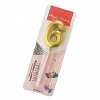 Свічка цифра "Золота грань" — 6