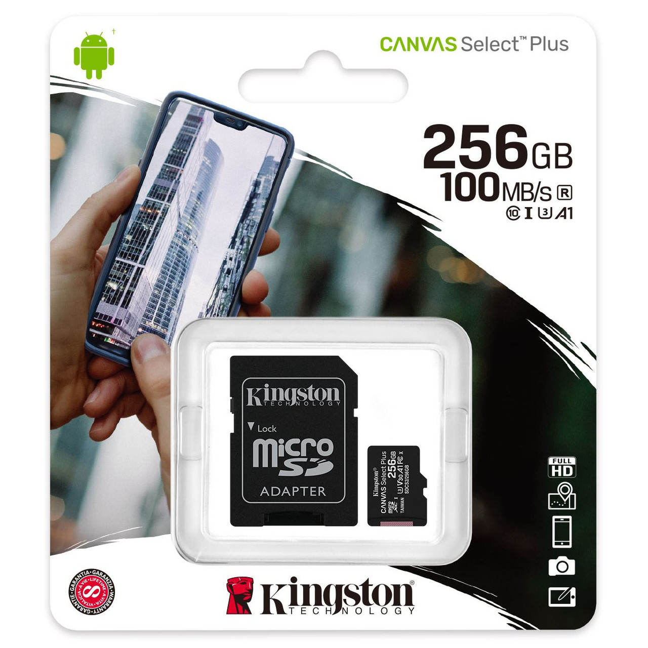 Карта пам'яті Kingston 256GB microSD class 10 A1 Canvas Select Plus (SDCS2/256GB)