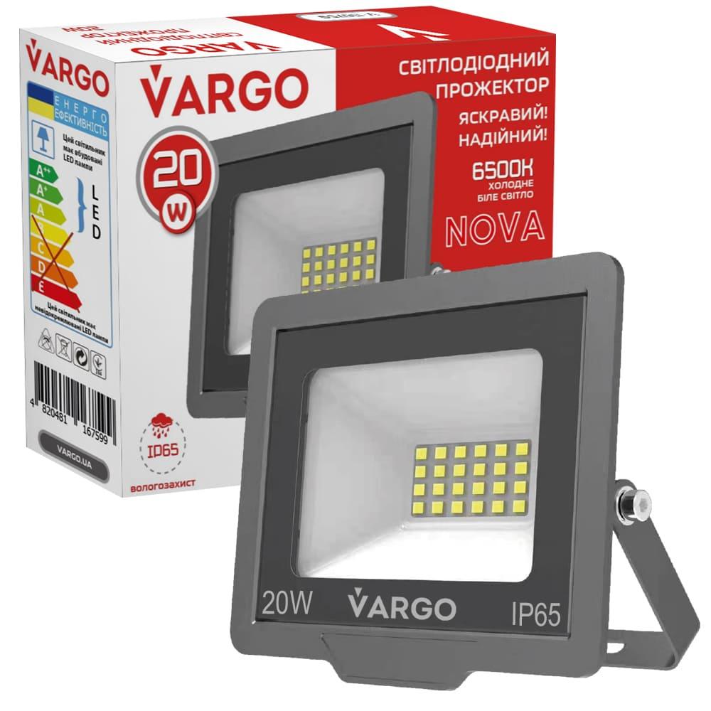 Світлодіодний LED прожектор VARGO 20W 220V 1800lm 6500K (116759), фото 1