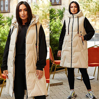 Жіноча тепла довга жилетка