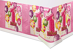 Скатертина святкова 110х180 см, "1 рочок рожева"