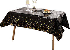 Скатертина святкова 137х183 см "Золоті зірки на чорному"