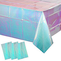 Скатертина святкова 100х183 см Перламутр блакитна