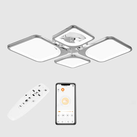 Стельова LED люстра, світлодіодний світильник Sunlight хром 5631/2+2, фото 1