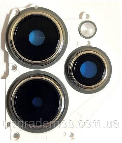 Скло камери Xiaomi Redmi 12 з рамкою сріблястого кольору, фото 1