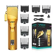 Акумуляторна машинка для стрижки волосся VGR V-280 Машинка з дисплеєм та різними насадками, фото 3