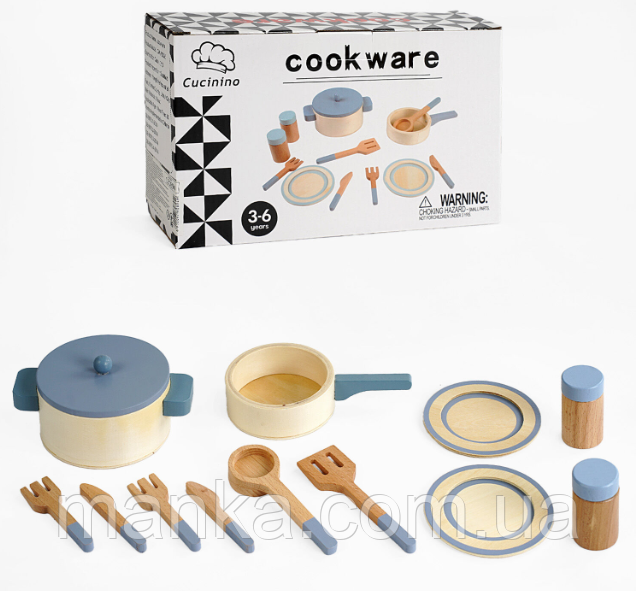 Набір посуду C 60894 дерев’яний, 13 елементів, в коробці, фото 1