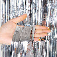 Штора для фотозони фольгована 100х200 см Металік срібло