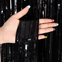 Штора для фотозони фольгована 100х200 см Пастель чорна