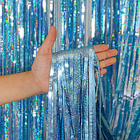 Штора для фотозони фольгована 100х200 см Голограма блакитна