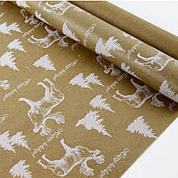 Подарунковий папір 70 см х10 м "Лось на крафті"