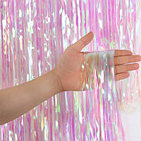 Штора для фотозони фольгована 100х200 см Хамелеон блідо-рожевий