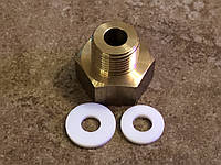 Перехідник балонний нарізний з G 3/4 на СП21.8 (латунний) з фторопластовими прокладками Ф19мм і Ф22 мм