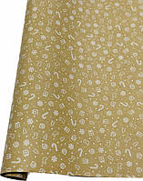 Подарунковий папір 70 см х8 м "Різдво на крафті"