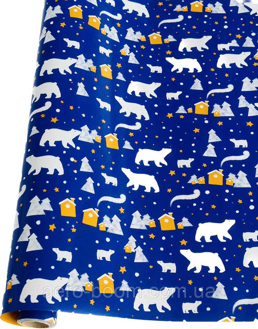Подарунковий папір 70см х8м "Білі ведмеді", фото 1