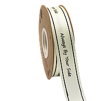 Стрічка атласна 2,5 см ( 30 МЕТРІВ ) Айворі "Always by your side"