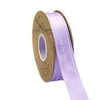 Стрічка атласна 2,5 см ( 30 МЕТРІВ ) Лавандова "Always by your side"