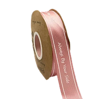 Стрічка атласна 2,5 см ( 30 МЕТРІВ ) Рожеве золото "Always by your side"