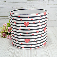 Шляпна коробка "Смужка з сердечками" 20 см