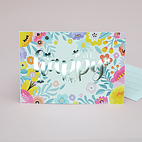 Міні листівки з тисненням "Be happy", 10 шт