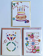 Листівки з конвертом для грошей "Best wishes", 3 шт.