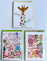 Листівки з конвертом для грошей "Best wishes", 3 шт.