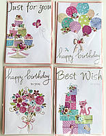 Листівки з конвертом для грошей "Квіткова феєрія", 4 шт.
