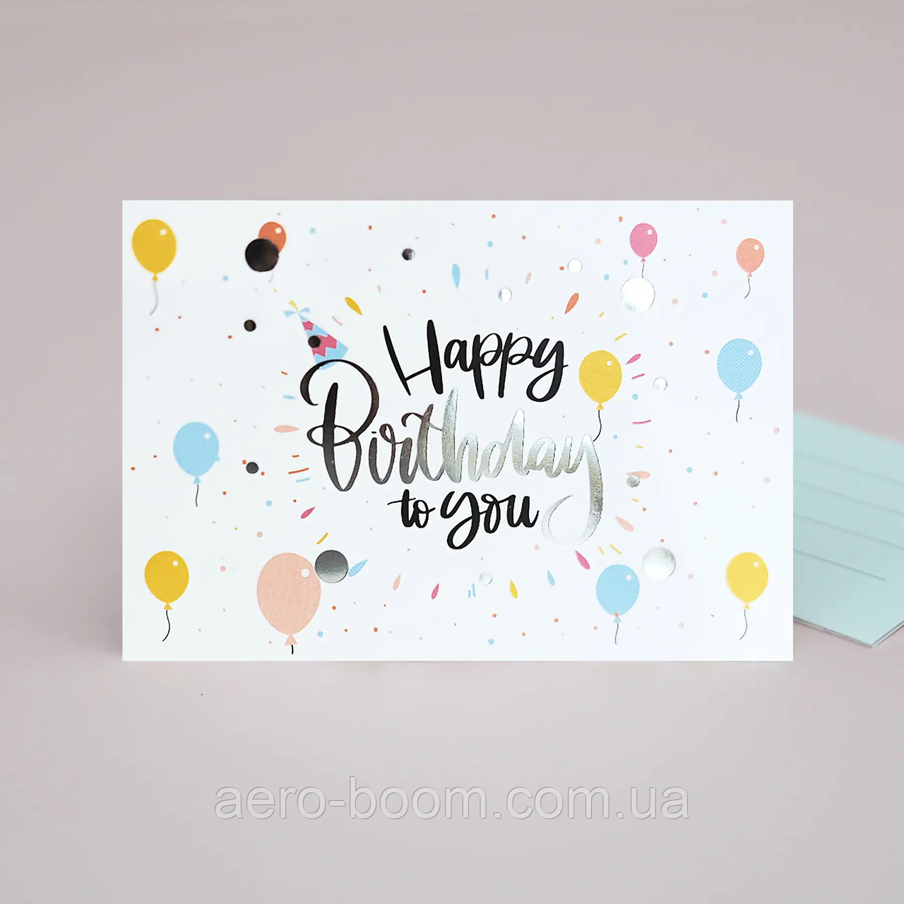 Міні листівки з тисненням ""Happy Birthday to you: кульки", 10 шт