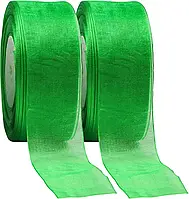 Стрічка органза 2,5 см ( 43 МЕТРИ ) Зелена