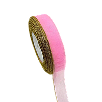 Стрічка органза 2 см ( 43 МЕТРИ ) Ніжно-рожева з золотим люрексом