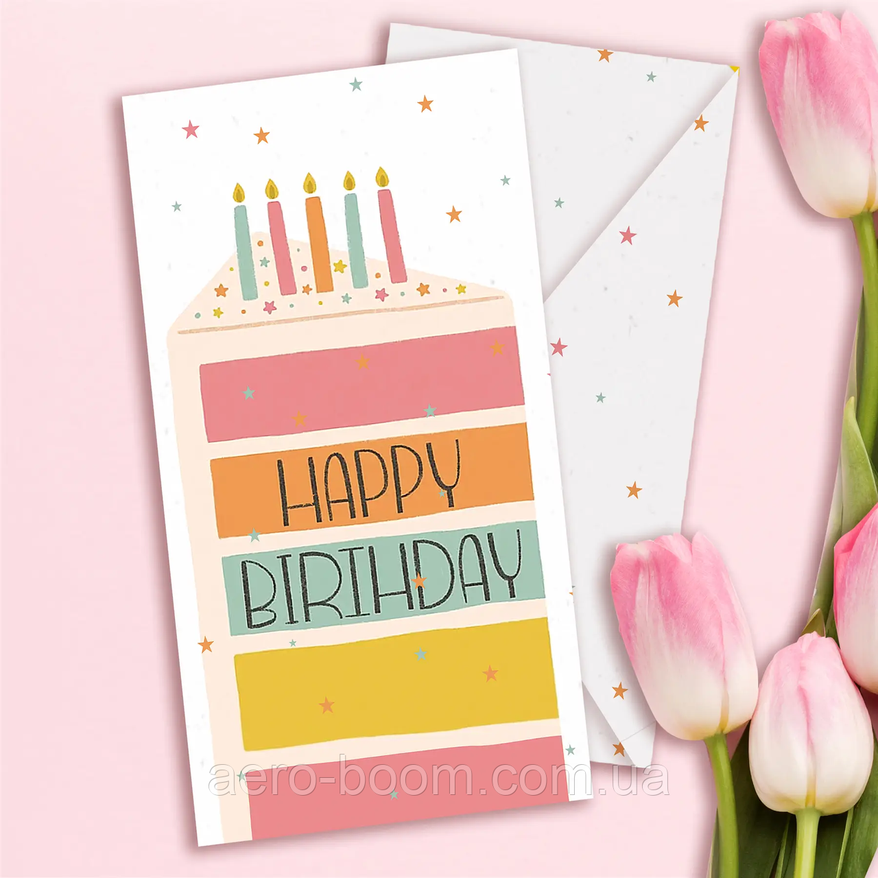Конверт для грошей Happy Birthday" - торт
