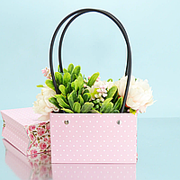 Сумка флористична 10см х 16 см "Горох на рожевому"