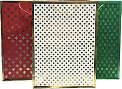 Подарунковий пакет "Новорічні мотиви" з фольгованням 42х31х12 см, мікс 4 шт