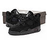 Зимові Жіночі кросівки Nike Air Jordan 4 Retro Black Cat Winter Найк Джордан Блек Кет чорні з хутром Нубук унісекс, фото 6