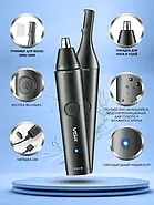 Водонепроникний акумуляторний триммер для стрижки 2 в 1 VGR V-613 Тример для стрижки носа та брів, фото 5