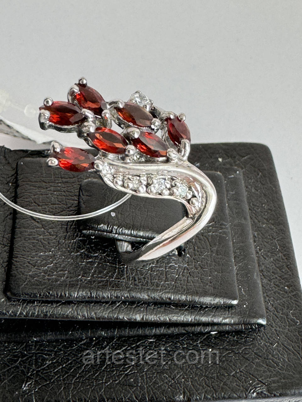 Кільце срібне з гранатом 17p, фото 1