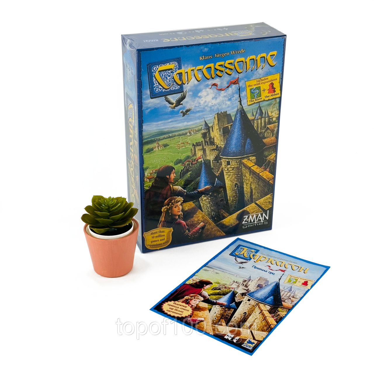 Каркасон Настільна гра Carcassonne 2.0 (+ Доповнення Річка та Аббат) + правила УКРАЇНСЬКОЮ