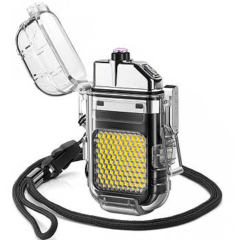 Електроімпульсна запальничка з ліхтариком та USB зарядкою ARC Lighter 209 Запальничка в прозорому корпусі