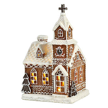 Статуетка новорічна в коричневому кольорі c LED підсвічуванням «Пряниковий будиночок» Maison