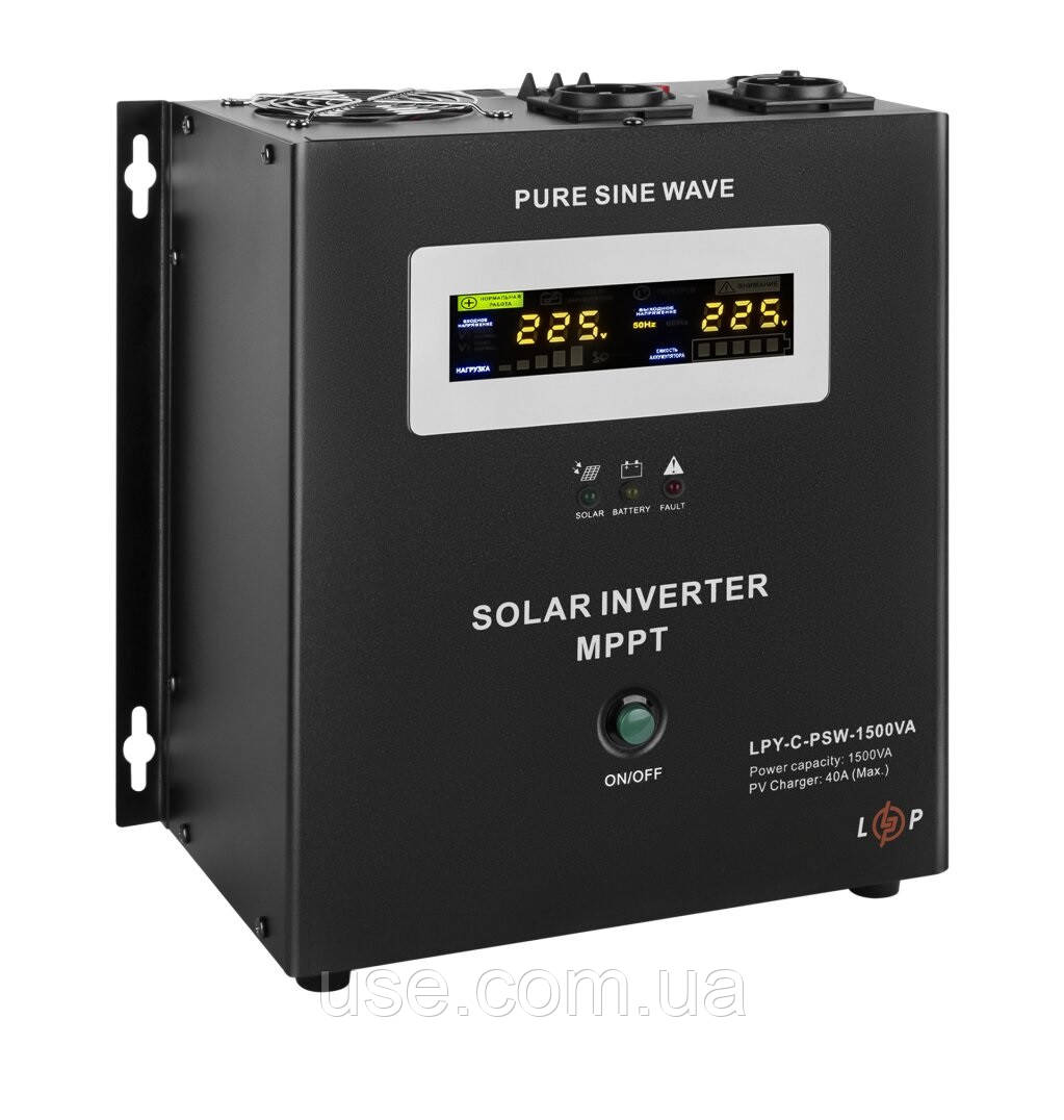 Інвертор сонячний 1400 W, 1,4кВт, online гібридний, 24V, Вольт, MPPT контролер