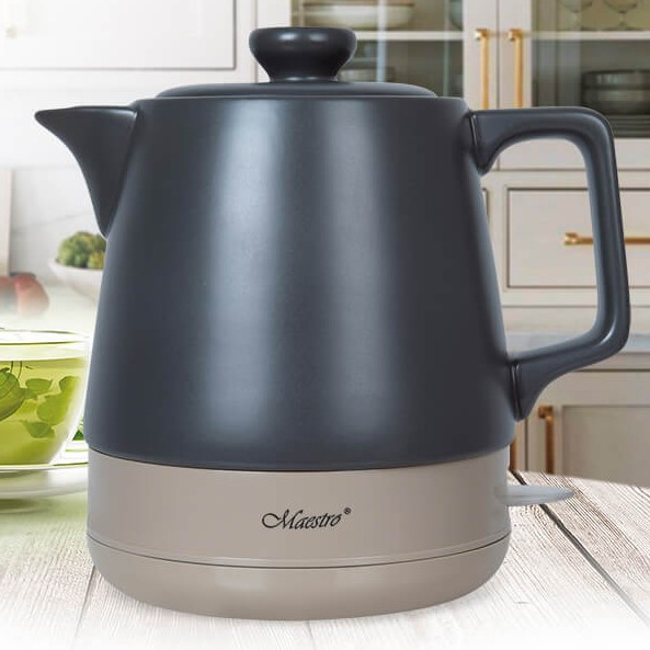 Електричний чайник Maestro MR-071-BEIGE, 1.0 л, 1200 Вт, керамічний корпус, індикатор рівня води, авто вимкнення, фото 1
