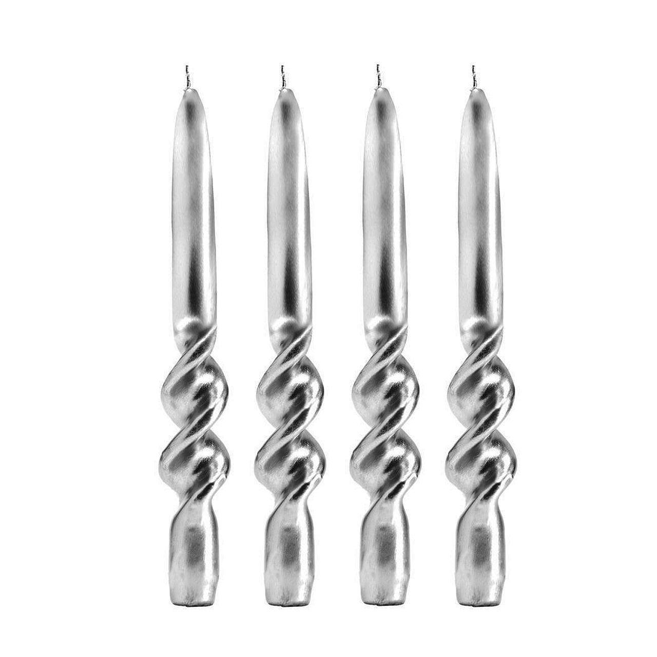 Набір із 4-х свічок у сріблястому кольорі Curl Silver Maison