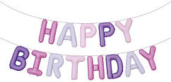 Фольговані літери КНР (38 см/літера) "Happy Birthday" рожевий мікс