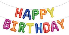 Фольговані літери КНР (38 см/літера) "Happy Birthday" різнокольоровий мікс