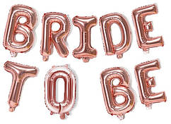 Фольговані літери КНР 16"(40 см) "BRIDE TO BE" рожеве золото