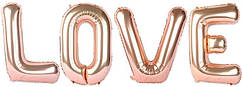 Фольговані літери КНР 32"(80 см/ літера) "LOVE" рожеве золото