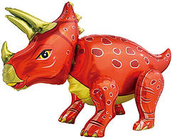 Стояча фігура фольгована КНР (91х54 см) Динозавр трицератопс червоний