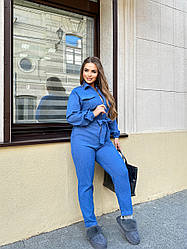 Стильний жіночий вельветовий комбінезон на блискавці та з пояском, батал великі розміри