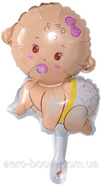 Фольгована кулька міні-фігура КНР (27х49 см) Пупс дівчинка, фото 1